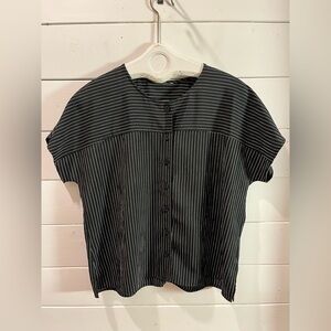 VINTAGE THE BAY Black & White Striped Blouse – Estimated Size L